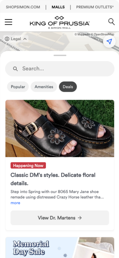 Simon mall — deals tab